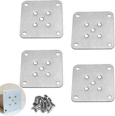 4 Pack Leg Mounting Plates Furniture Wooden Legs Mount Flat T-Plate Connector At