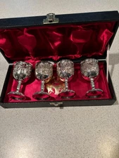 Set of 4, Vintage, "CORBELL & CO." Silver Plated, Goblets - 1950's, ORIGINAL BOX