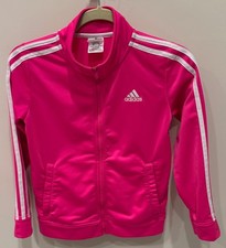 Adidas - Pink Track Jacket with White Stripes - Girls Size Large 12-14 