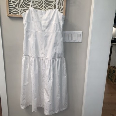 Aqua Sleeveless Drop Waist MIDI Dress Adjustable Straps Pocket Cotton White M | eBay Aqua Sleeveless Drop Waist MIDI Dress Adjustable Straps Pocket Cotton White M | eBay
