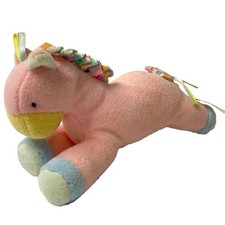 Russ Berrie Pink Unicorn Plush 6.5" Baby Toddler Stuffed Animal Squeaker Toy