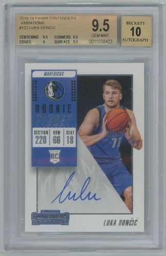 LUKA DONCIC 2018-19 PANINI CONTENDERS #122 RC VARIATION BALL BGS 9.5 AUTO DALLAS