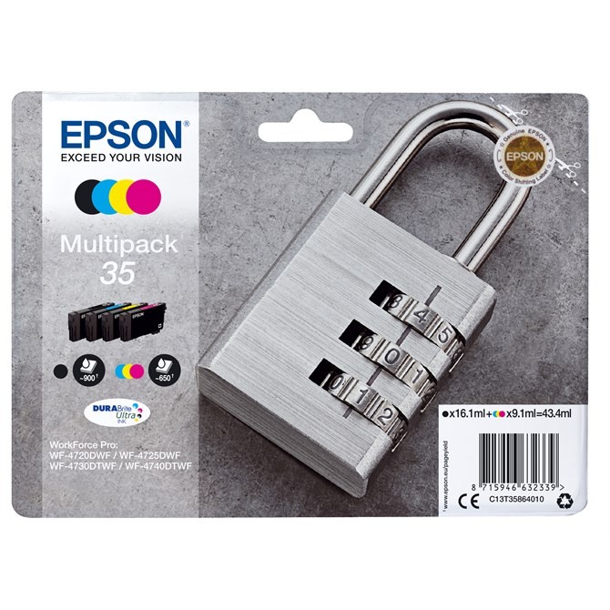 Epson 35 Padlock Black Cyan Magenta Yellow Standard Capacity Ink - Image 3
