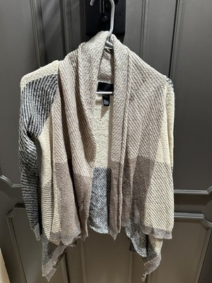 Cynthia Rowley Womens Medium Cardigan Sweater Neutral Color Block Open Front
