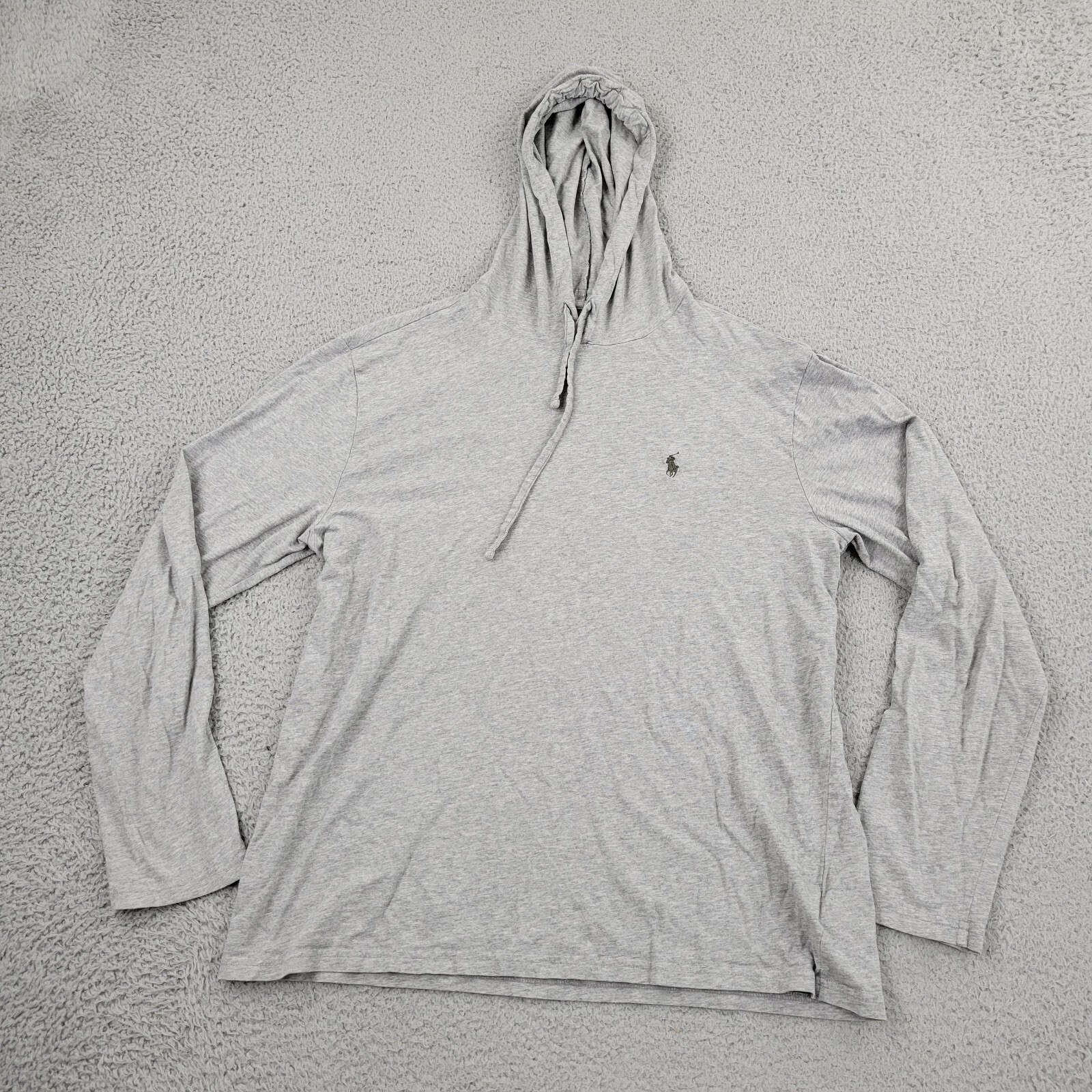 Polo Ralph Lauren felpa con cappuccio uomo grande grigio PRL pony coulisse manica lunga