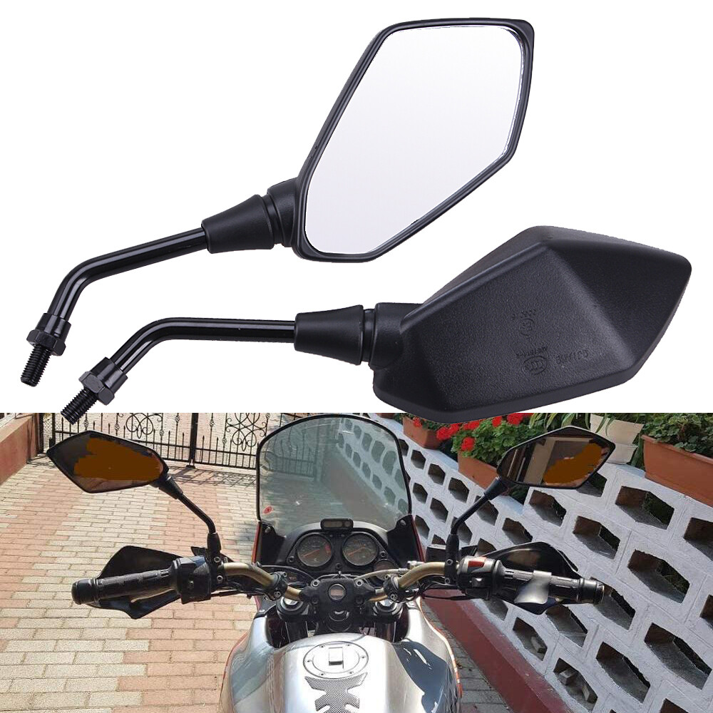 TWOM 10mm Chrome Motorcycle Mirrors – Universal Rearview For Honda Kawasaki Yamaha Suzuki (Pair)