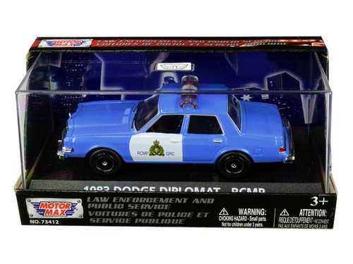  MOTORMAX 1:43 1983 BLUE DODGE DIPLOMAT ROYAL CANADIAN POLICE MODEL CAR 73412 - Picture 1 of 2