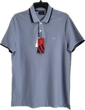 Perry Ellis America Men's Sz Sm Tipped Collar Solid Polo Shirt In Stonewash Blue