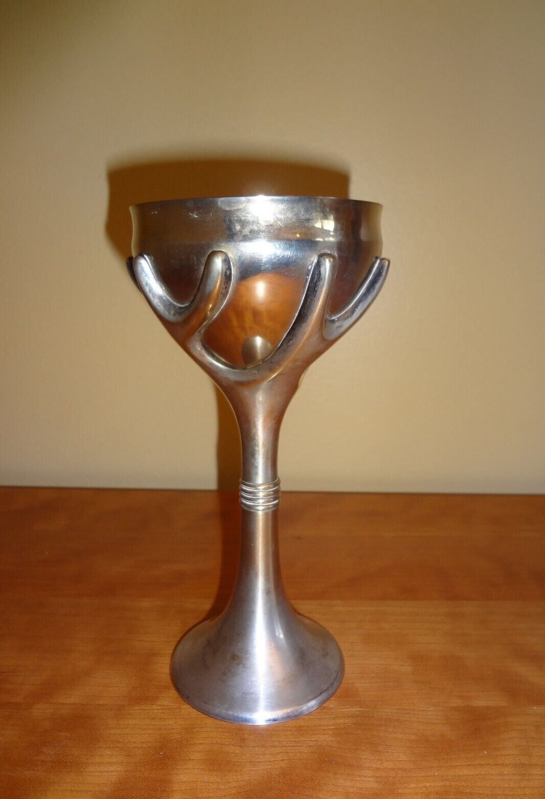Judaica Rosenthal Silver Plated Two-tone Tree of Life Kiddush Cup Goblet