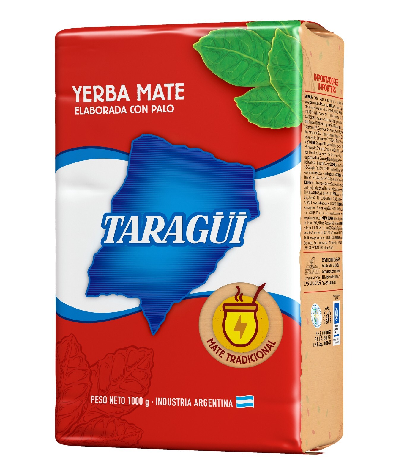 Yerba Mate Taragüi with Stems. (RED PACK) 1 kg / 2.2lb