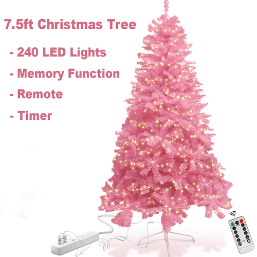 4.5ft / 7.5ft Pink Christmas Tree USB LED String Lights Decor with Remote Timmer - Picture 12 of 20