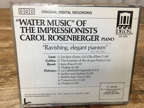 Delos Digital Water Music of the Impressionists Carol Rosenberger Piano Audio CD - Picture 3 of 4