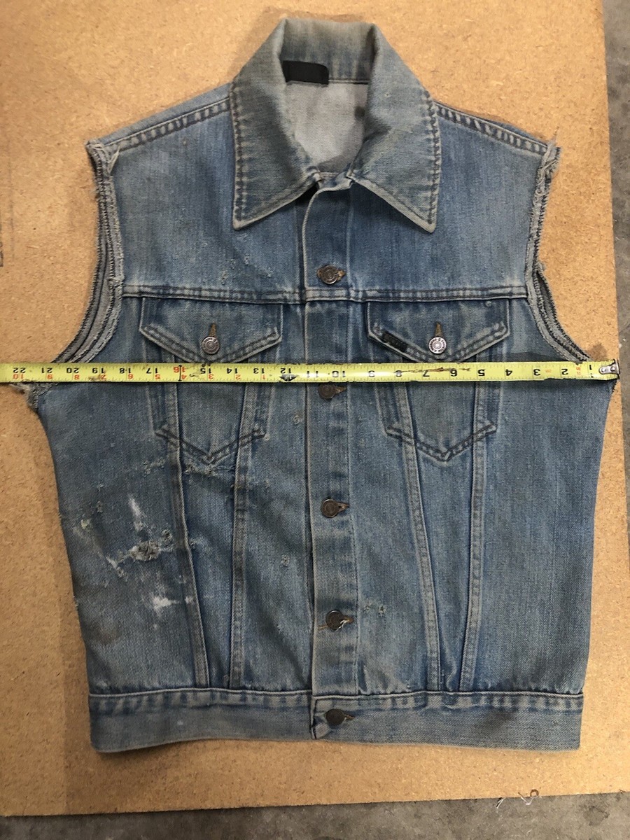トップス 60-70s Sears Roebucks Denim Boa Vest /XL Vtg 60s 70s Sears Roebucks Jacket Denim Vest Blue Jean