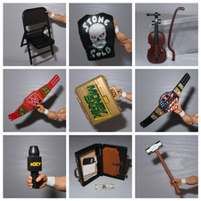 WWE AEW Wrestling Figure Weapons & Accessories ~ Championships Belts