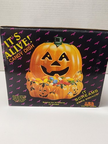 “IT’S ALIVE” HALLOWEEN JACK-O-LANTERN CANDY DISH~ SCREAMS EERIE SOUNDS~AWESOME!