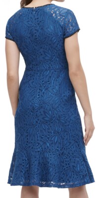 Kensie Women's Lace Flounce Dress (2, Peacock)