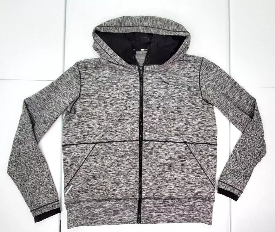 Puma men grey shop melange hooded sweatshirt
