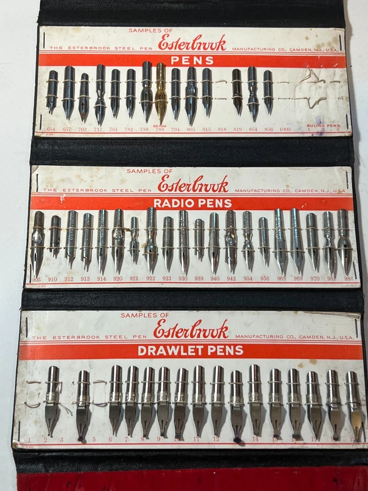 ANTIGUA RARA MUESTRA DE VENDEDOR DE BOLÍGRAFO DE ACERO ESTERBROOK NUEVO EN CAJA EXCELENTE ESTADO. CO. CIRCA 1920 Foto 3 de 4