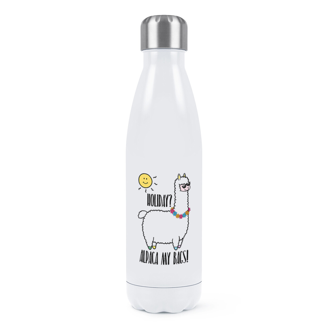 Holiday Alpaca My Bags Double Wall Water Bottle Funny Llama Thermal Joke