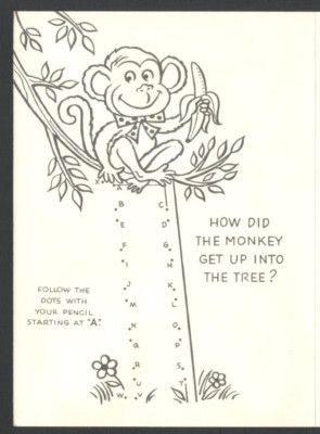 Vntg CORONATION UnUsed Childs GET WELL Card & Env PUZZLE Inside Tiger & Bicycle