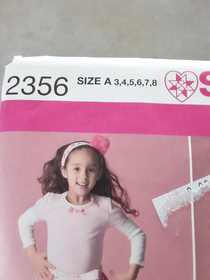 Simplicity Sewing Pattern 2356 Girls 3-8 Skirts & Headbands Good Used Condition - Image 3 of 4