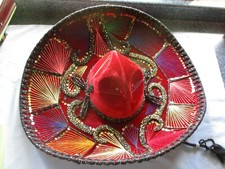 PIGALLE XXXXX Vintage Mexican Sombrero Mariachi RED Velvet Colored Sequins