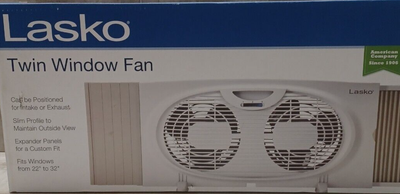 Lasko 7u0026#034; 2-Speed Reversible Twin Window Fan For Intake Or Exhaust  White W07350 | eBay