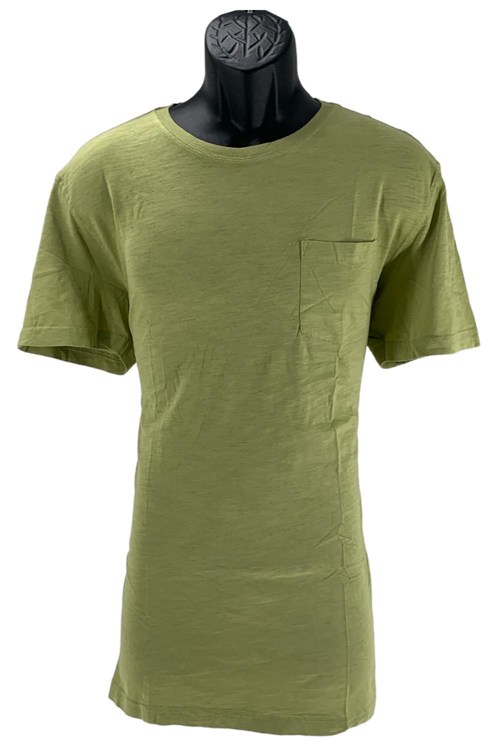 Мужская футболка из плотного хлопка Keltex с круглым вырезом и карманом зеленого цвета