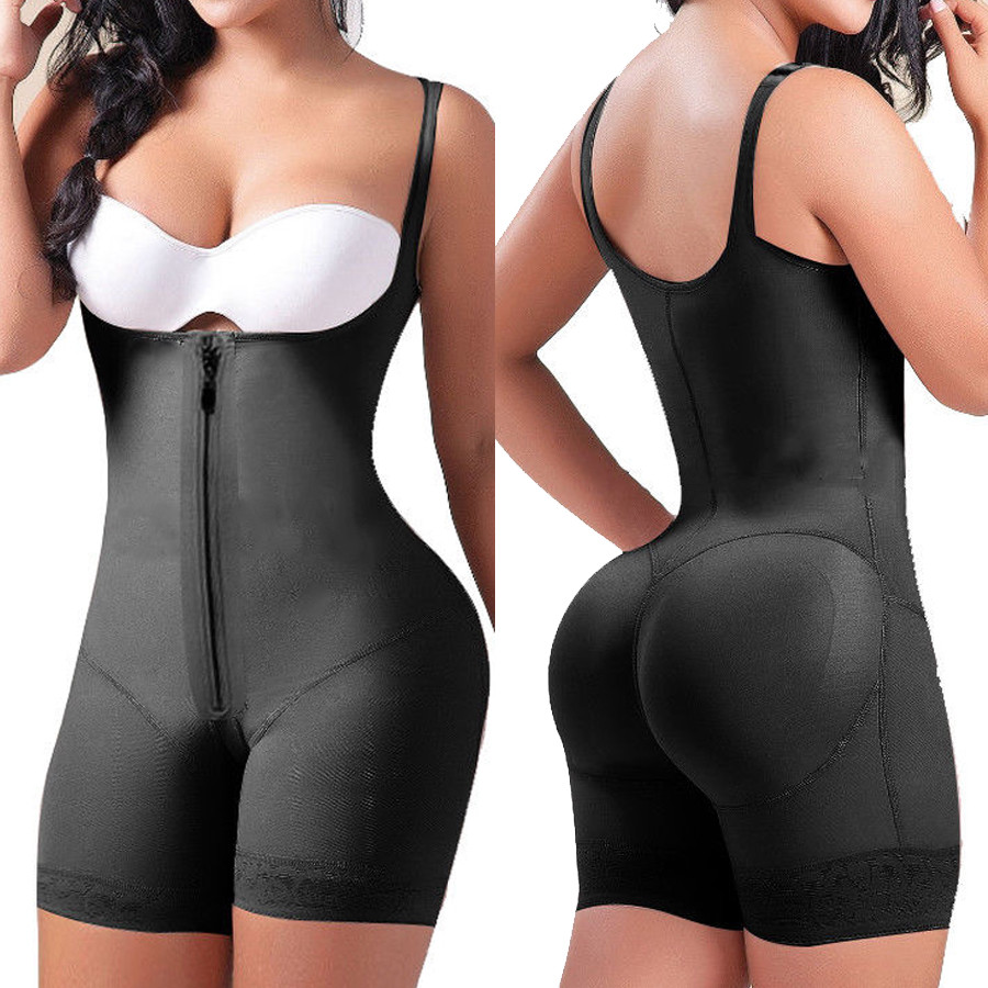 MARIAE Colombian Fajas Reductoras Full Body Shaper - Postoperative Girdle With Bra & Open Crotch (Powernet Fabric)