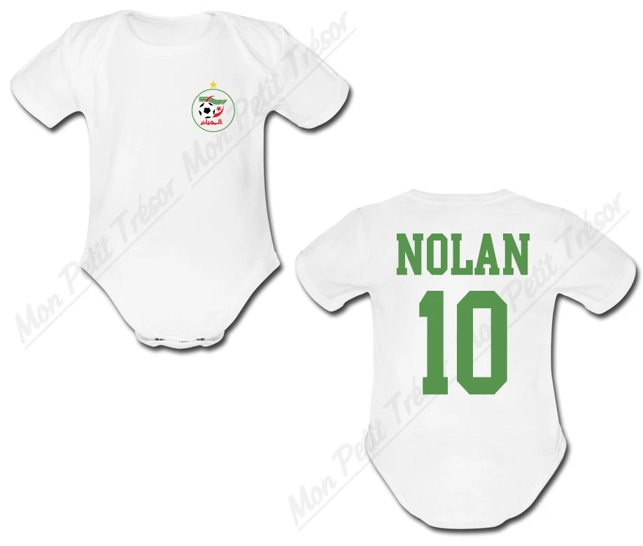 Body Bébé Football Maillot Algérie personnalisé avec prénom et numéro au  dos