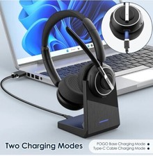 Wireless Headset, Bluetooth Headset with AI Noise Cancelling Mic, Bluetooth V5.2