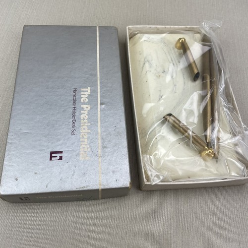 Aus altem Lagerbestand ""The Presidential"" Schreibtisch Doppelstift Set ~ elfenbeinfarbener Steinsockel - Bild 3 von 16