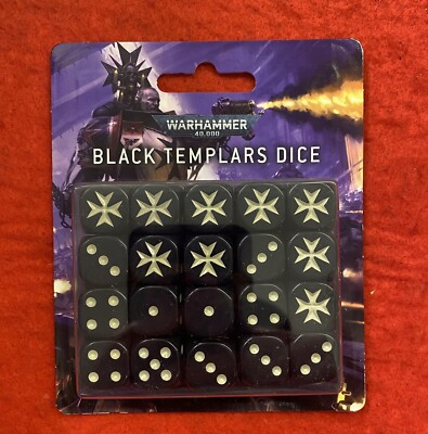 Warhammer 40K Black Templar Dice Set 20 x 16mm Sealed OOP