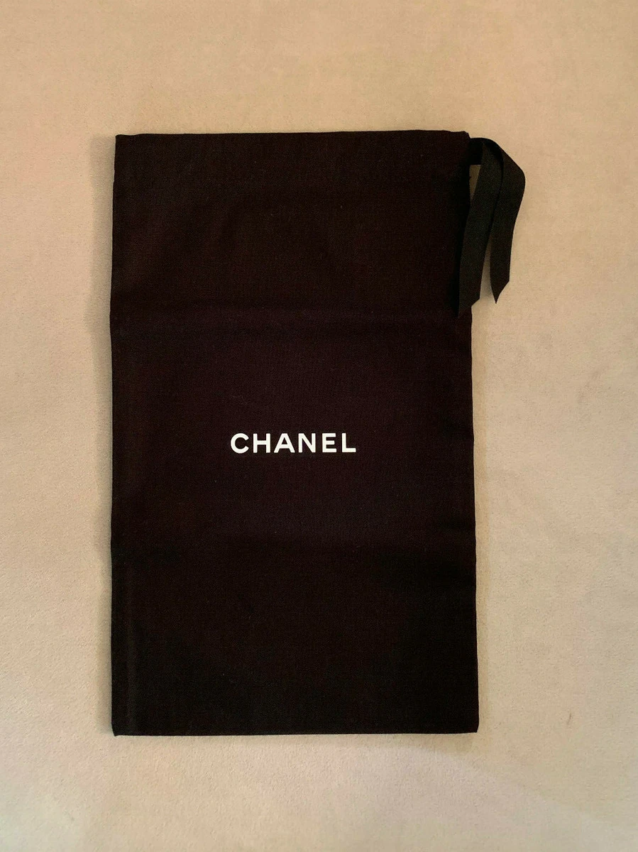 Chanel Dust Bag Travel Shoes Wallets Purse Storage 13 x 8 RIBBON TIE  BLACK NEW