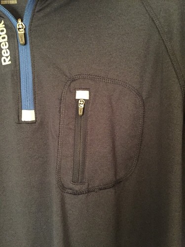 Reebok Navy camicia sportiva mezza zip leggera uomo taglia XLlarge vendita al dettaglio $50 nuova con etichette - Foto 3 di 10