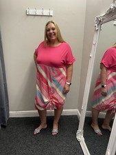 Ladies Pink Scarfe Print Plus Size Dress