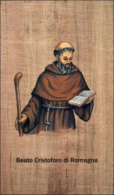 SANTINO HOLY CARD BEATO CRISTOFORO DI ROMAGNA in stile icona su carta SANTINO HOLY CARD BEATO CRISTOFORO DI ROMAGNA in stile icona su carta