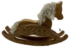 Vintage Handmade Wood Doll Rocking Horse Toy 11  H