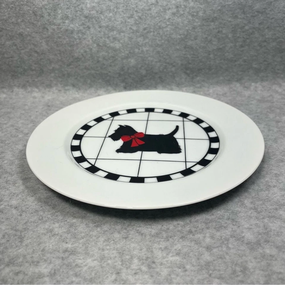 "Plato de ensalada Scottie Dept 56 negro blanco 7,75"" diseño Lynda Sylvester repuesto" Foto 3 de 4