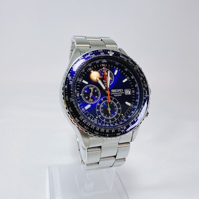 Seiko 7T92-0CF0 Flightmaster Pilot Chronograph Blue Dial