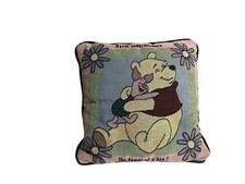 Disney Winnie the Pooh HUG Tapestry Throw Pillow 12  X 12" Square Nursery