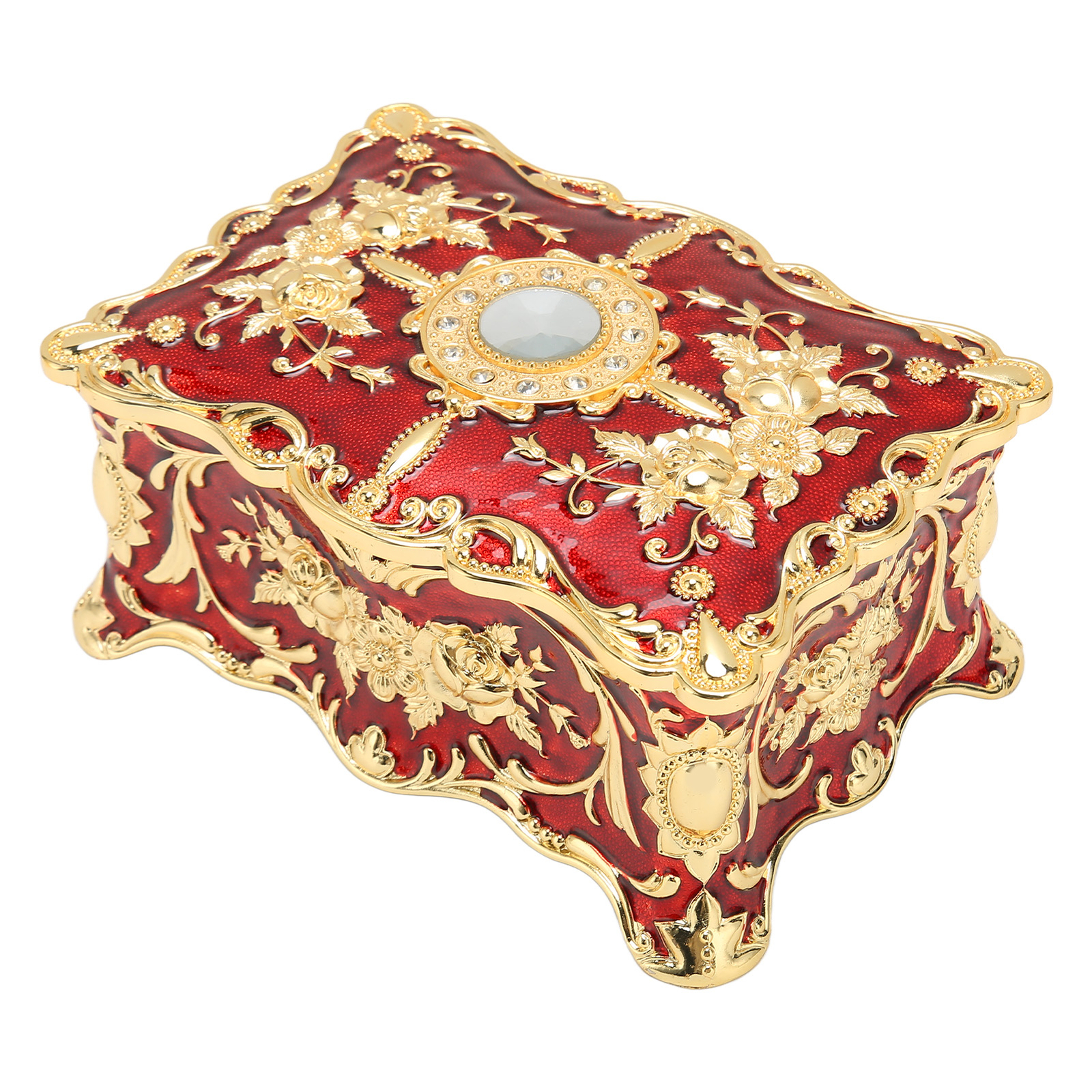 (Gold Red) Vintage Jewelry Box Rectangular Elegant Velvet Lined Vintage eBay