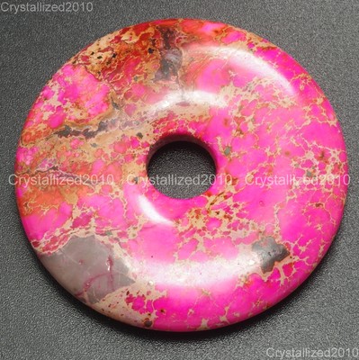40mm Natural Gemstone Jasper Sea Sediment Bronzite Round Donut Pendant Beads