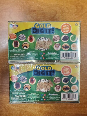 2 Pack: Gold Dig It! Dino Dig! Grin Studios Real Gold 1 in 24 Boxes -W3B