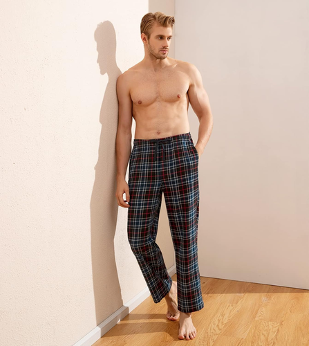Men'S Pajama Pants Cotton Flannel Plaid Lounge Fleece Warm Sleepwear Pants PJ Bo - Picture 3 of 12
