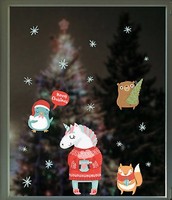 Fenstersticker Wandsticker Aufkleber Einhorn Tiere Weihnachten Fenster Wand Deko