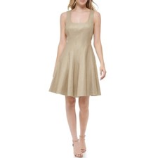 Sale! $149 Tommy Hilfiger  Metallic Gold Knee Length Fit & Flare Dress Size 2