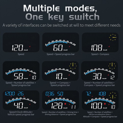 Car Digital GPS Speedometer HUD Head Up Display HD LED Gauge Overspeed Alarm MPH - Picture 5 of 12