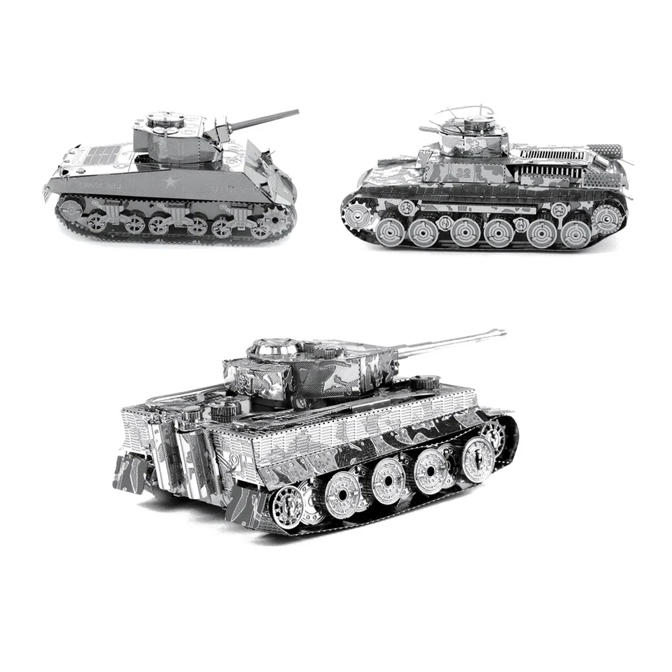 ZOYKI 3D - Laser Metall Puzzle: Militär Panzer Tank T-34 Tiger IS Abrams Sherman ChiHa
