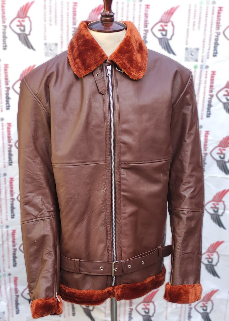 ALTRA Giacca in vera pelle Aviator Raf Pilot Flying Bomber marrone da uomo